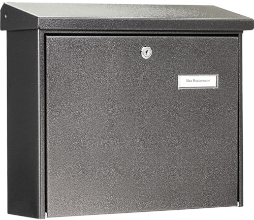 Burg Wächter Briefkasten, A4 Einwurf-Format, EU Norm EN 13724, Inkl. 2 Schlüsseln, Verzinkter Stahl, Journal 5867 E, Eisen, Stahl Eisenfärbig