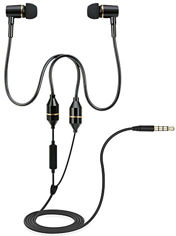 Docooler In Ear Kopfhörer Anti Strahlung Air Tube Stereo Musik Headset 3,5 mm Kopfhörer Strahlung frei Rauschunterdrückung Line Control mit Mikrofon Schwarz für Smartphones Desktop Tablet PC