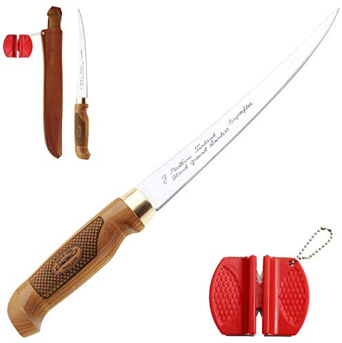 Marttiini Classic Superflex Filetier-Messer 30,6cm + Geschenkverpackung + RTX Messer-Schärfer/Filleting Knife & Sharpener Combo, extrem scharf & flexibel, für Fisch & Fleisch