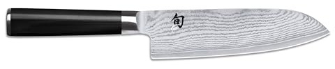 KAI Shun Classic Santoku 18 cm Klingenlänge - Damastmesser 32 Lagen VG MAX Kern - 61 (±1) HRC - Pakkaholzgriff - Made in Japan - japanisches Kochmesser Küchenmesser geschmiedet