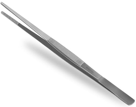 PREMIUM Grillpinzette Küchenpinzette Kochpinzette Grill-Pinzette Edelstahl Gerade (30,0 cm) Silber
