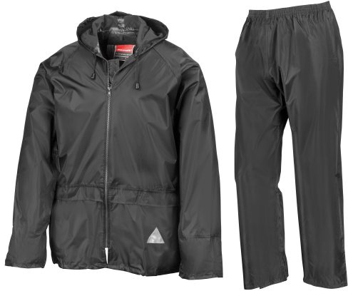 Ergebnis Herren Heavyweight wasserdichte Jacke und Hosen-Set Lange Ärmel Regenmantel Gr. Medium, Schwarz - Schwarz