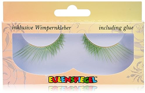Eulenspiegel - Künstliche Wimpern Witch Green | Auffälliger Hexen-Look inkl. 1 ml Spezial-Wimpernkleber und Anleitung, für Karneval, Halloween & Mottopartys