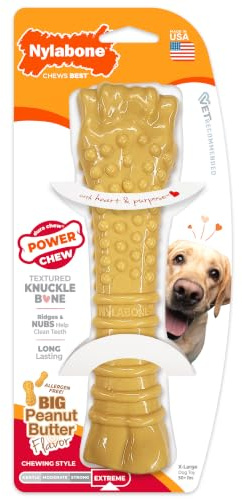 Nylabone Extreme, Kau- und Zahnspielzeug für Hunde, Hundeknochen, für aggressiv / Starke kauende, Erdnussbutter -Geschmack, für extra extra große Hunde über 23 kg