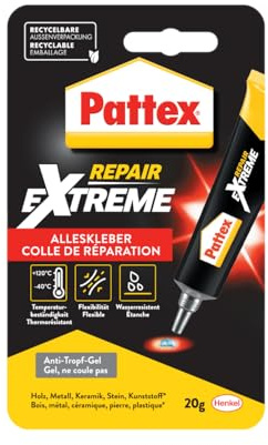 Pattex Repair Extreme, nicht-schrumpfender und flexibler Alleskleber, temperaturbeständiger Reparaturkleber, starker Kleber für innen und außen, 1x20g Tube