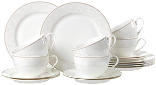 Ritzenhoff & Breker Kaffeeservice Isabella, 18-teilig, Fine-China-Porzellangeschirr, Weiß mit Ornamenten, 37 x 26 x 25 cm