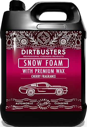 Dirtbusters Snow Foam Shampoo, Reinigungsschaum - professioneller Autopflegereiniger, Autoshampoo mit Hochglanzwachs und Süßkirschduft - für die professionelle Autowäsche - 5 Liter