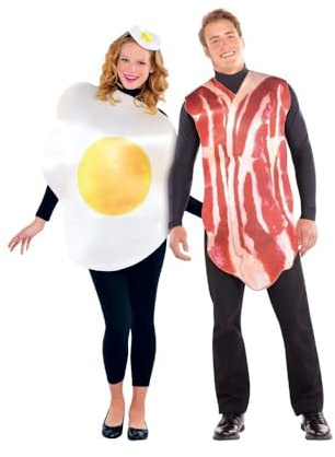 (PKT) (844276-55) Adult Breakfast Buddies Bacon & Egg Costumes (Standard)