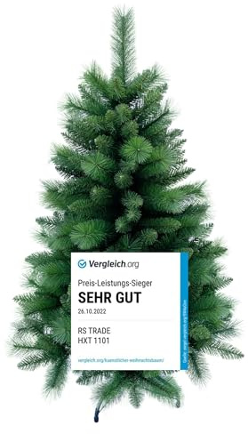 RS Trade 1101 Colorado-Mix 120 cm Weihnachtsbaum PVC künstlich (Ø ca. 76 cm) mit 446 Spitzen - Schnellaufbau Klappsystem, schwer entflammbar, unechter Tannenbaum inkl. Metallständer