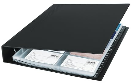 SIGEL VZ301 Visitenkarten-Ringbuch Visitenkarten-Mappe schwarz, für 400 Karten, mit 20 Sichthüllen