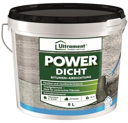 Ultrament Power Dicht 8 l | hochwertige Bitumen-Universalabdichtung, schnell trocknend & elastisch
