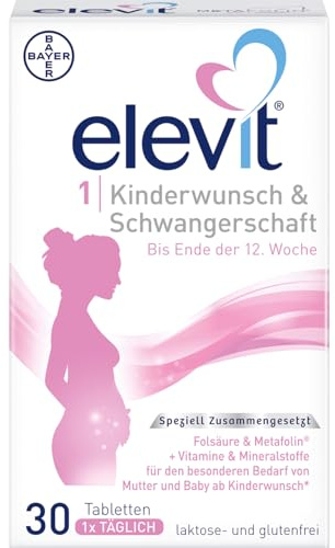 Elevit 1 | Kinderwunsch und Schwangerschaft | hochdosierte Folsäure & Metafolin | weltweite Nr. 1 der Schwangerschaftsvitamine | 30 Tabletten