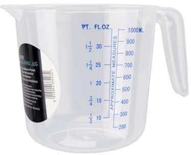 Chef Aid Messbecher 1 Liter – Transparenter Messbecher aus BPA-freiem Kunststoff – Mit gut lesbarer Skala – Spülmaschinengeeignet, Stabil und Praktisch