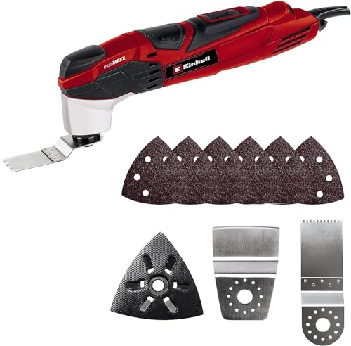 Einhell Multifunktionswerkzeug TE-MG 200 CE (200 W, Konstantelektronik, Staubabsaugung, 6x Schleifpapier, Schaber, Sägeblatt, im Koffer)