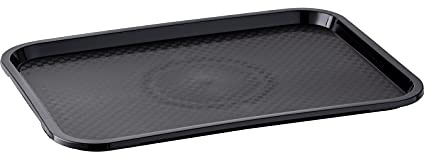 APS Fast Food-Tablett, bruchsicheres und spülmaschinenfestes Serviertablett, Made in Germany, 41 x 30,5 cm, Höhe 2 cm, schwarz