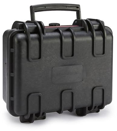 Amazon Basics Kleine Schützende Tragbare Harte Kameratasche mit Anpassbarem Passform-Schaumstoff für Drohnen, Kamera, Objektive und Zubehör, Wasserdicht, Stoßfest, 30.7 x 27 x 14.2 cm, Schwarz
