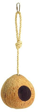 Kerbl Pet Kokos-Vogelhaus, Ø ca. 12cm, Vögel, Wildvögel, mit praktischem Aufhängeseil, wetterbeständiges Material