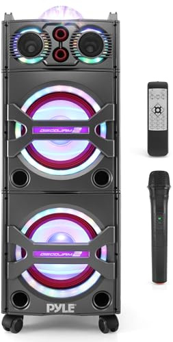 Pyle Partybox, Bluetooth Lautsprecher Groß, 2000W Musikbox Bluetooth, Boombox mit RGB Lichter & Rollen, Partylausprecher mit Mikrofon, Super Bass, USB/SD/AUX/RCA/FM- Radio, für Party Outdoor & Heim