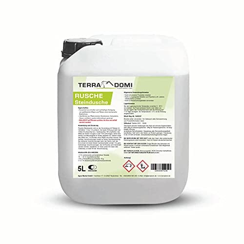 Terra Domi Rusche Steindusche, 5 L Konzentrat, Steinreiniger für bis zu 2000 m², Reinigungsmittel für saubere Wege & Plätze, Wegerein, biologisch abbaubar