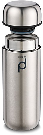Drink Pod Isolierflasche aus Edelstahl 0,2 L Doppelwandig Thermo-Lebensmittelbehälter 6 Stunden Heiß 24 Stunden Kühl Auslaufsicher BPA-Frei - Gebürsteter Stahl
