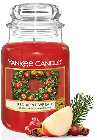 Yankee Candle Duftkerze im Glas (groß) | Red Apple Wreath | Kerze mit langer Brenndauer bis zu 150 Stunden | Perfekte Geschenke für Frauen