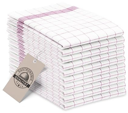 ZOLLNER 10er Set Geschirrtücher Baumwolle in 50x70 cm - super saugstarke und langlebige Küchentücher - waschbar bis 95°C – in rot weiß kariert - Gastronomiequalität - Oeko Tex® Zertifiziert