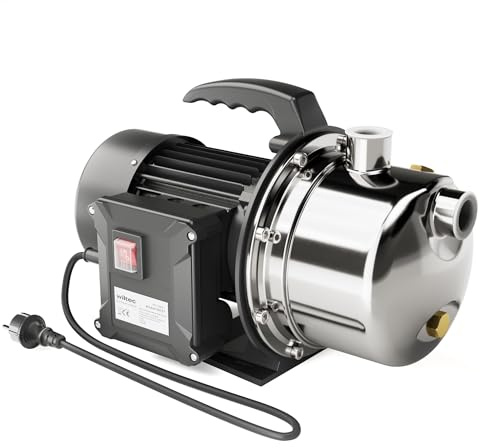 Wiltec Hauswasserwerk JET110S 1100W 4600L/h tragbare Gartenpumpe Edelstahl Hauswasserautomat Garten Wasserpumpe elektrische Pumpe