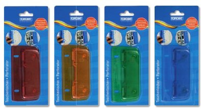 Toppoint 10er Mini Locher mit Linealfunktion, Kunststoff, Rot, Blau, Grün, Orange