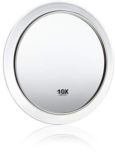 Fantasia Beauty® Kosmetikspiegel mit 10-fach Vergrößerung – Sicherer Halt durch 2 Saugnäpfe – Perfekt zum Schminken & Rasieren – Ø 15 cm – Vergrößerungsspiegel ohne Bohren für Bad, Dusche & Reisen