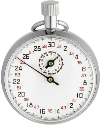 TFA Dostmann Mechanische Stoppuhr, 38.1021, Start/Stopp/Rückstellungs Funktion, Handaufzug, Metall verchromt