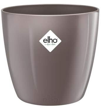 elho Brussels Diamond Rund 22 - Blumentopf für Innen - 100% recyceltes Plastik - Ø 22.4 x H 20.1 cm - Grau/Oyster Pearl