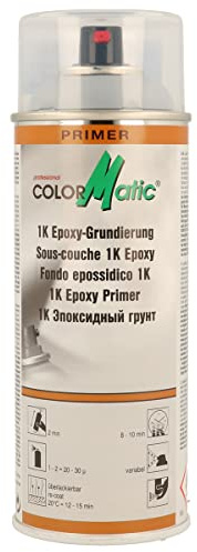COLORMATIC 174414 1K Epoxy Primer Grau 400 ml - Haftgrund | Korrosionsschutz auf Stahl, Aluminium, GFK - überlackierbar mit Wasser- & Lösemittellacken, RAL-Acryl