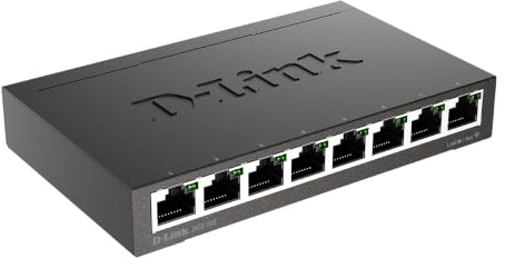 D-Link DGS-108 8-Port Layer2 Gigabit Switch | (DGS-108) Lüfterloses stabiles Metall, Desktop/Wand, Verkehrsoptimierung, geschirmte Anschlüsse, Plug & Play