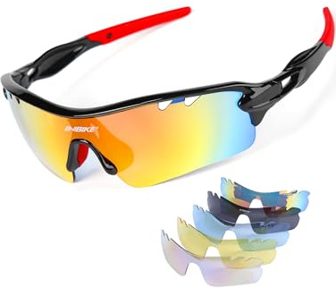 INBIKE Sport Sonnenbrille Polarisiert UV400 Schutz mit 5 Wechselgläser für Verschiedenen Wetterverhältnisse Skilaufen Golf Radfahren Downhill Laufen und Andere Sport FD91325278