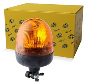 HELLA 2RL 009 506-001 Halogen Rundumleuchte - Rota Compact - 12V - gelb (amber) - Rohrstutzen, flexibel - für Traktor, LKW, Gabelstapler