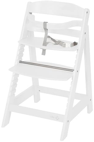 roba Treppenhochstuhl Sit Up III - Mitwachsender Baby Hochstuhl - ab 6 Monaten - Kinderhochstuhl aus Holz weiß - Stuhl bis 50 kg belastbar, 1 Stück (1er Pack)