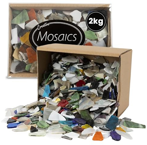 Creativ Company 55527 Mosaiksteine, 8-20 mm, farbig sortiert, 2 kg, Verkleben, Glas