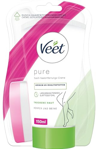 Veet Pure Dusch Haarentfernungscreme für trockene Haut, mit Schwamm