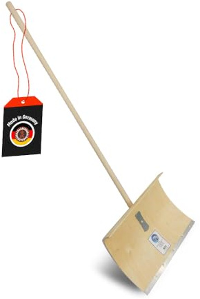 SHW-FIRE | Schneeschieber mit 50cm Schaufel und 144 cm Ovalstiel, Schaufel mit 5-Fach verleimtem Sperrholz mit Stahlschutzkante Premium Schneeschaufel mit Buchenholzstiel | Made in Germany