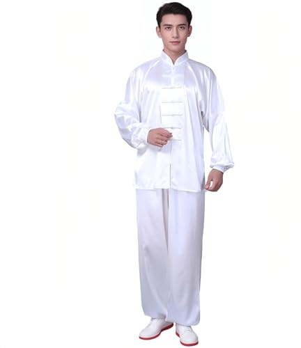 Andux Kampfsport Tai Chi Anzug Kung Fu Uniformen Unisex SS-TJF01 (Weiß,XL)