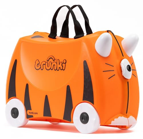 Trunki Der originale Kinderkoffer zum Draufsitzen - 18-L Handgepäck Koffer, befahrbarer Hartschalen Reisekoffer mit Rollen, inklusive Zuggurt/Schultergurt