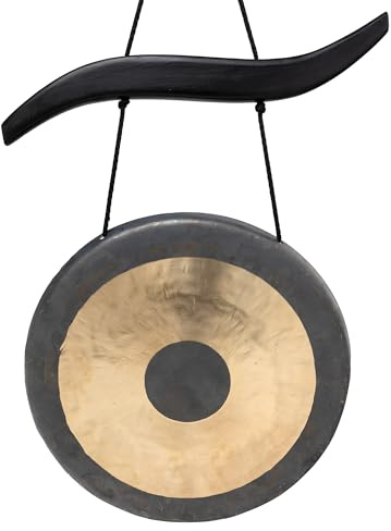 Tam Tam Gong Ø 30 cm mit geschwungenem Holzaufhänger | klangstark, für Seminare, Schule, inkl. Klöppel