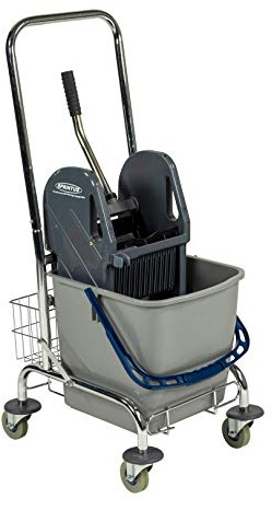 Sprintus 301035 Einfachfahreimer Chrom, Farbe: Verchromt | 1 x 27-l-Einfachfahreimer mit Schubbügel, und Ablagekorb