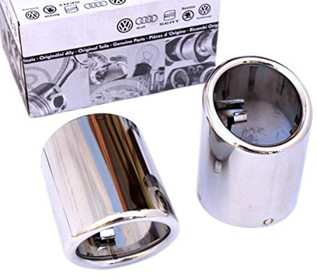 Skoda Original Auspuff Endrohrblenden edelstahl Auspuffblenden 60mm Doppelendrohr Blende poliert