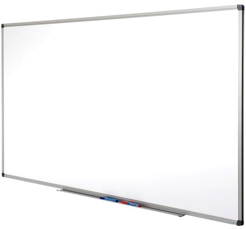 Mob Magnetisches Whiteboard 90x60cm mit Alurahmen und abnehmbare Stiftablage für Büro, Heim und Schule, Magnettafel Kratzfest und trocken abwischbar | Magnetboard in Hoch- oder Querformat