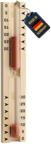 TFA Dostmann Sauna Sanduhr, 40.1046, aus Buche, Saunazubehör, 0 bis 30 Minuten, Braun-rot, L 52 x B 33 x H 286 mm