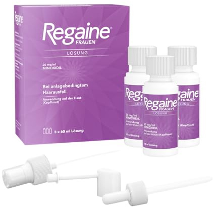 Regaine Women's Solution Minoxidil gegen Haarausfall, 3 x 60 ml | Regaine stoppt hormonell-erblich bedingten Haarausfall und stimuliert neues Haarwachstum – Wirksamkeit medizinisch erwiesen.