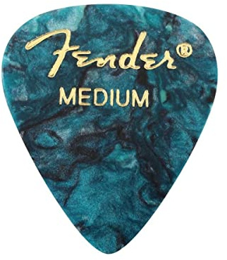 Fender 351 Shape Premium Plektren (12 Stück) für E-Gitarre, Akustikgitarre, Mandoline und Bass Medium Ocean Türkis