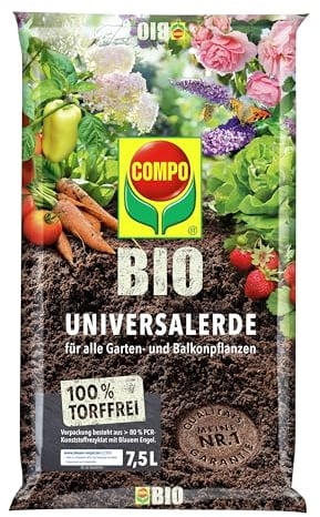 COMPO BIO Universalerde torffrei - für alle Garten- und Balkonpflanzen sowie Obst- und Gemüsekulturen 7.5 l