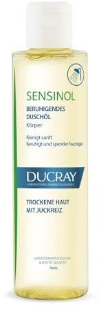 Ducray SENSINOL, Anti-Juckreiz Duschöl für Gesicht und Körper, besonders pflegende Reinigung bei sehr trockener, juckender Haut, klinisch getestet, 200 ml